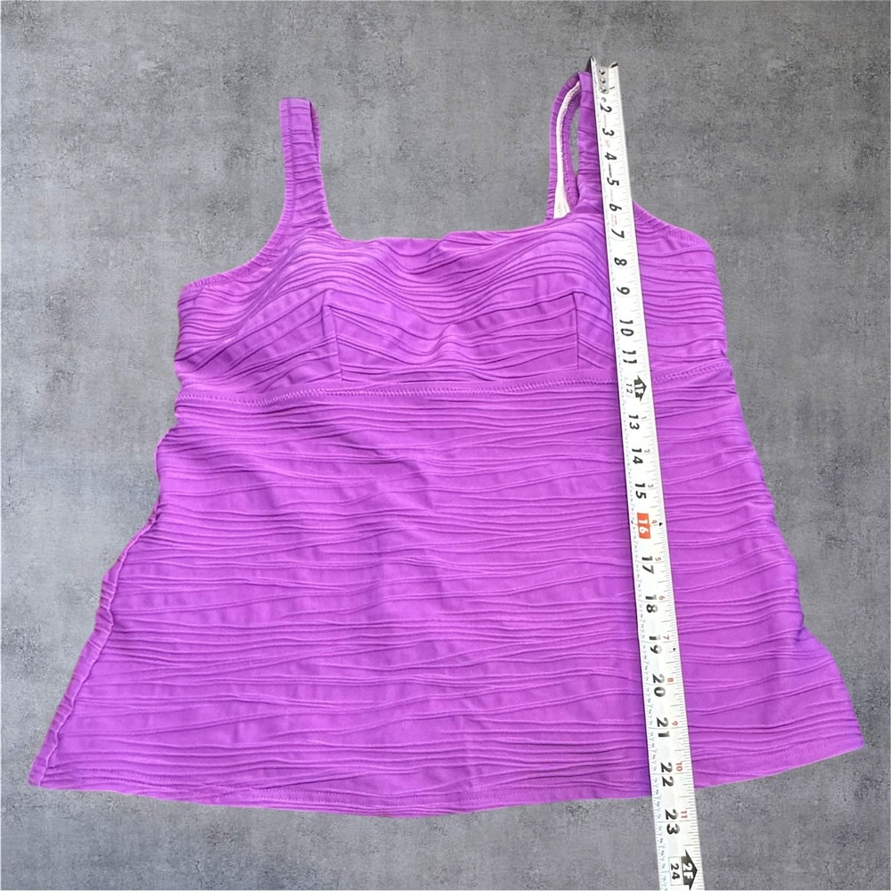 Lands' End Tankini Swim Set Womens 12/10 Purple Textured 2-Piece Skirt EUC - Picture 3 of 16